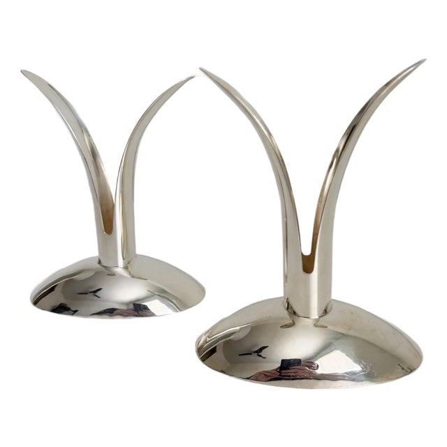 Alfredo Sciarrotta Art Deco Style Candlesticks - A Pair For Sale