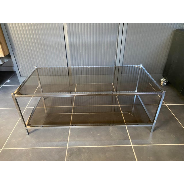 Vintage Bauhaus Coffee Table with Double Glass and Chrome Top, 1970s For Sale - Image 9 of 18