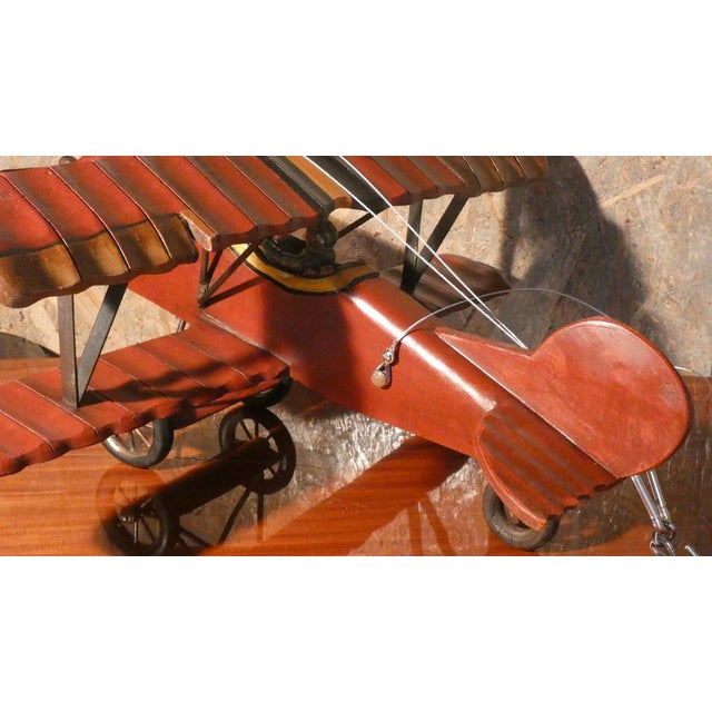 Hand-Painted Wooden Francesco Baracca SPAD S.XIII Model Plane, Italy, 1940s For Sale - Image 18 of 18