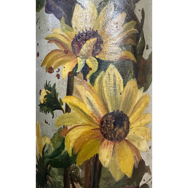 Ceramic Antique French Column with Sunflowers, 1960s For Sale - Image 7 of 9