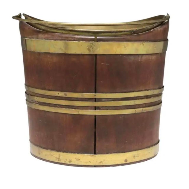 Early 19th century Georgian Brass-Bound Mahogany Peat Bucket With Liner. These buckets were used for storing and...