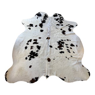 Natural Brazilian Black and White Cowhide Rug 76" X 86" For Sale