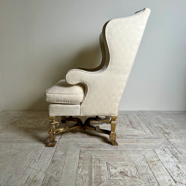 Wingback Lounge Chair in Giltwood For Sale - Image 4 of 12