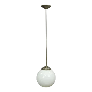 Functionalistic Bauhaus Style Pendant Light With Opaline Glass Shade