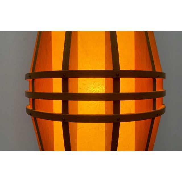 Mid-Century Wooden Cocoon Pendant Lamp For Sale - Image 12 of 18