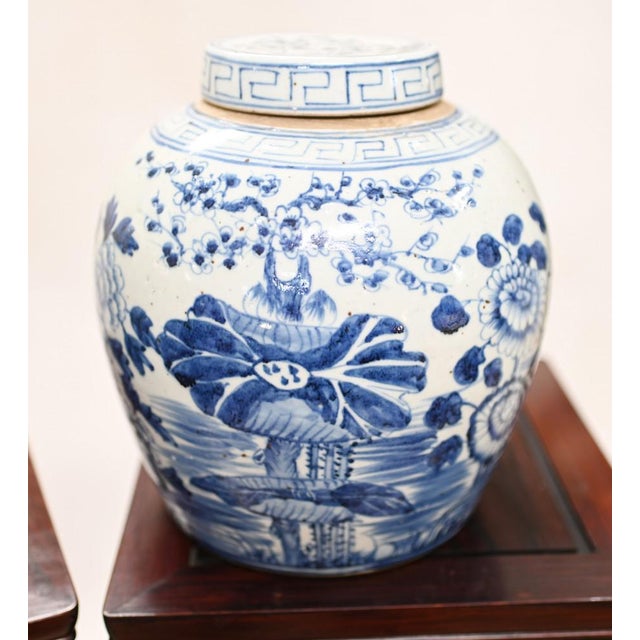 Chinese Blue and White Porcelain Urns Nanking Temple, Set of 2 For Sale - Image 5 of 7