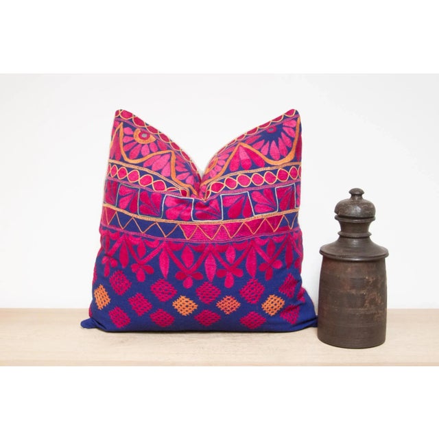 Tribal Embroidered Floral Pillow For Sale In Los Angeles - Image 6 of 7