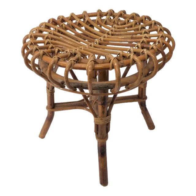 Riviera Stool in Bamboo and Rattan by Franco Albini, 1960 For Sale