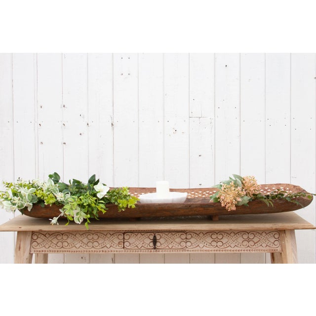 Very Long Mother of Pearl Inlay Dough Bowl For Sale - Image 10 of 11