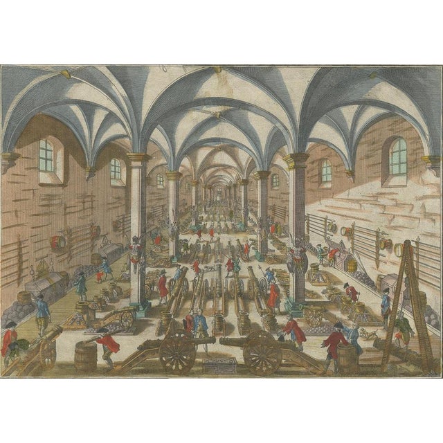 Paper Perspective View of a Cannon Foundry, 1700s, Paper For Sale - Image 7 of 10