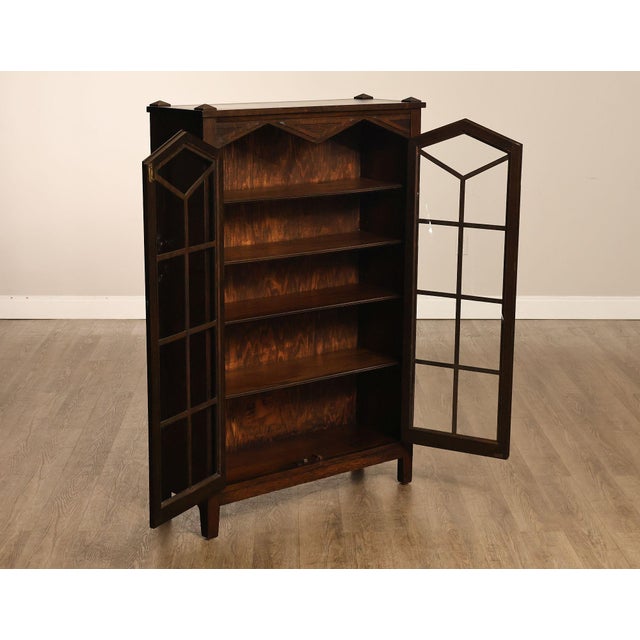 Antique Mission Oak Arts And Crafts Two Door Bookcase For Sale In Philadelphia - Image 6 of 18