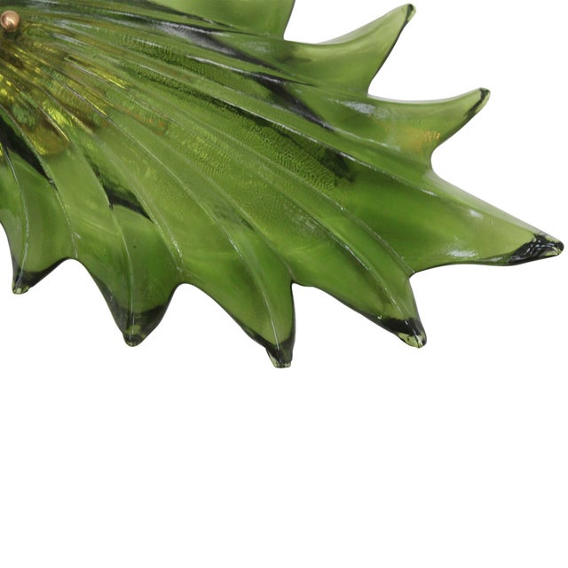 Floral Murano Glass Wall Sconces in Green, 2000, Set of 2 For Sale - Image 3 of 14