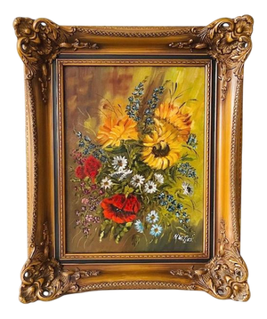 N. Witjes, Flower Bouquet, 1960s, Oil on Canvas, Framed