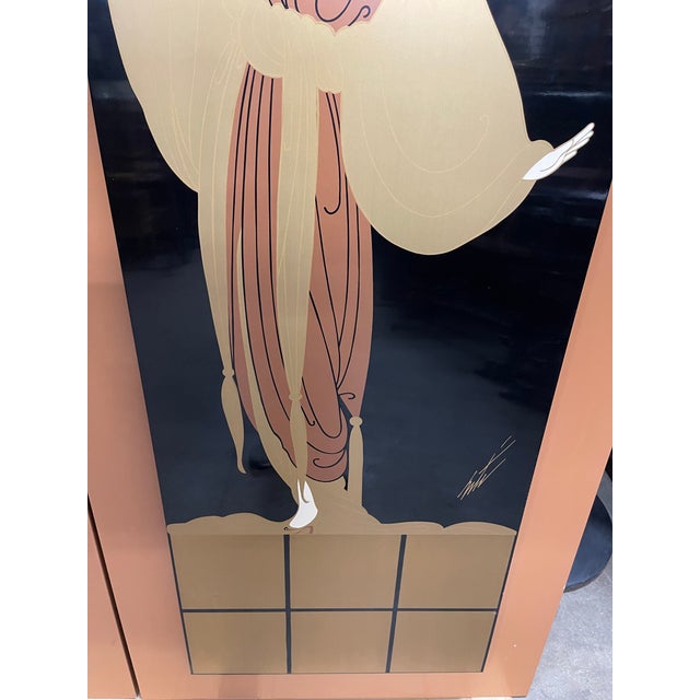Vintage Large Signed Erte Mounted Wall Panels—Set of Three For Sale - Image 9 of 18