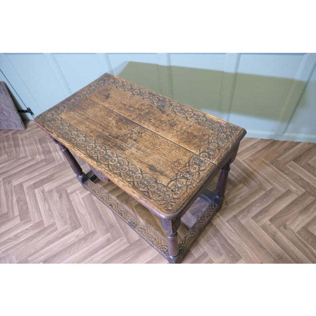 Celtic Carved Oak Occasional Table For Sale - Image 9 of 11