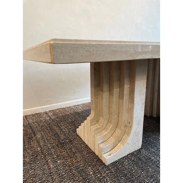 1970s Vintage 1970s Travertine Table in the Manner of Carlo Scarpa For Sale - Image 5 of 12