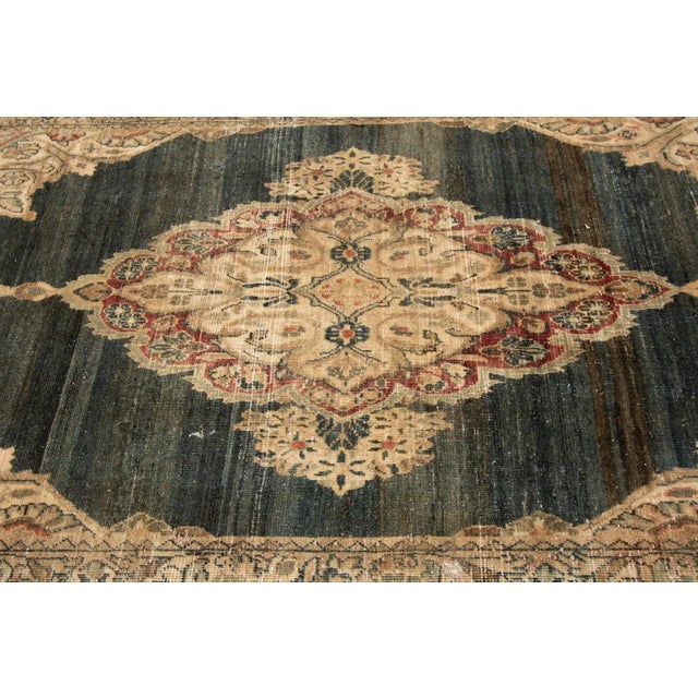 Tan Vintage Persian Distressed Handmade Scatter Wool Rug For Sale - Image 9 of 12
