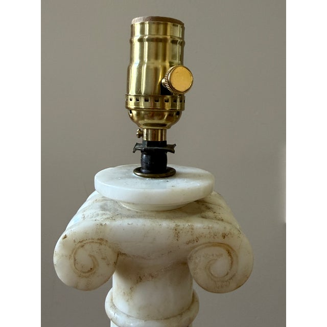 Alabaster Vintage Alabaster Column Lamp Pair For Sale - Image 8 of 18