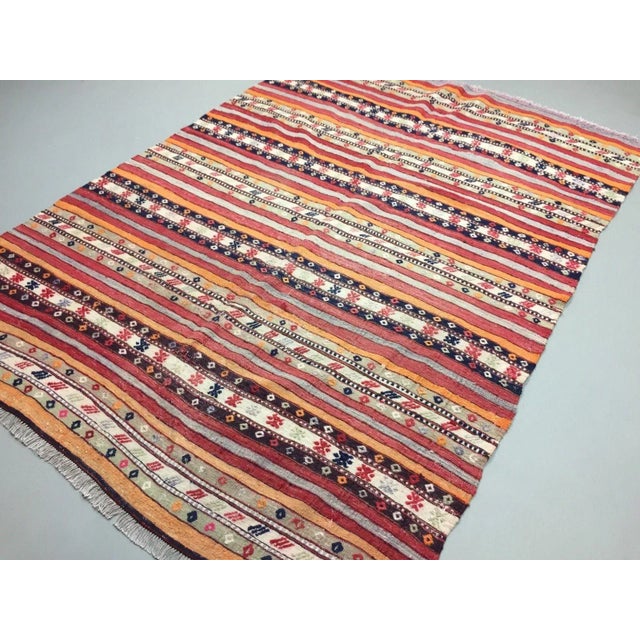 Old Turkish kilim rug, 215x153cm Beautiful Turkish kilim, made in the 1950s, this is a lovely central Turkish rug from...