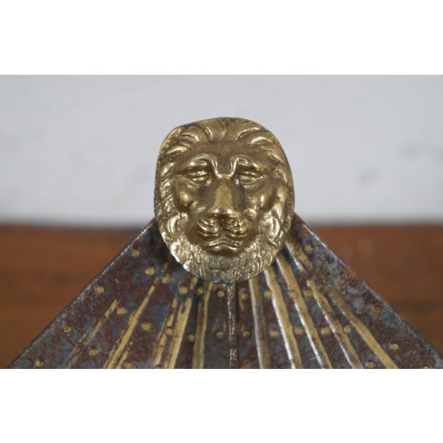 Metal Vintage Souvenir Roman Sun Dial 200 Ad Fan Shaped Lions Head Made in Italy For Sale - Image 7 of 12