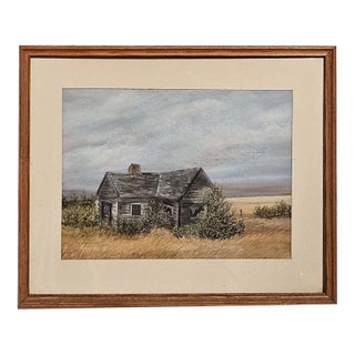 Watercolor of a Rustic Cabin, u.s.a. Circa 1975 For Sale