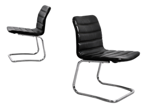 Vintage Chrome and Black Leather Club Chairs from POL International, 1960s, Set of 2