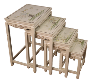 French Lacquered and Painted Coffee Tables, 1970s, Set of 4