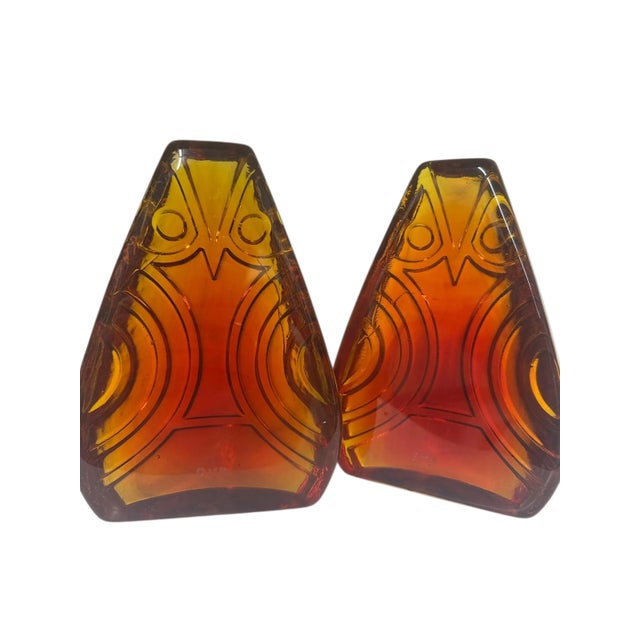 Don Pendleton for Blenko Glass – Tangerine Owl Bookends (Limited Edition, 2024) Striking and collectible pair of Blenko...