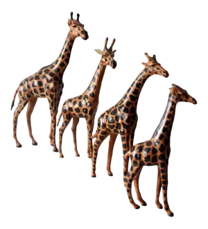 Vintage Leather Giraffe Sculptures - Set of 4