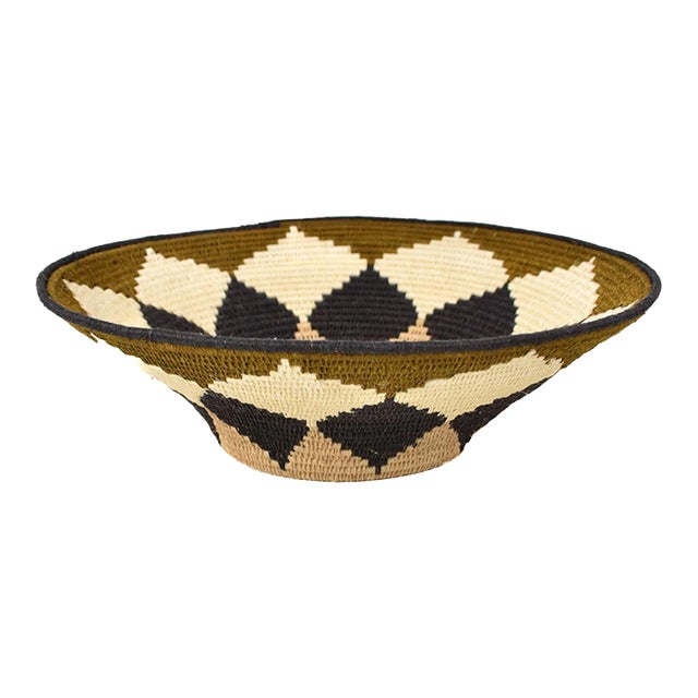Early 20th Century Sisal Handwoven Neutral Basket Eswatini 13inch For Sale