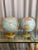 Vintage 12” 1960s, made in the United States, Replogle pair of metal base terrestrial globes.