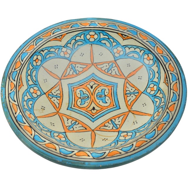 Gothic Late 19th Century Moorish Blue & Orange Judaica Ceramic Plate For Sale - Image 3 of 10