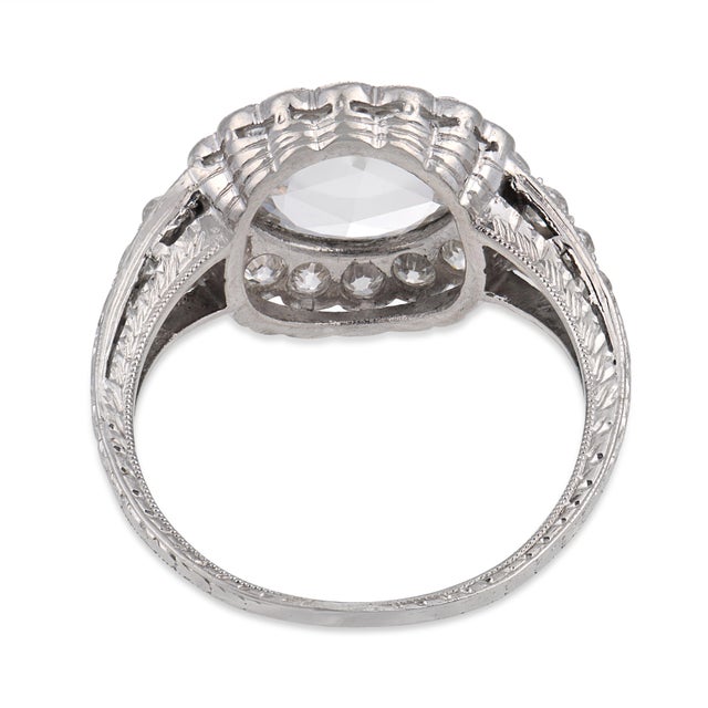1910s Edwardian Gia 0.91 Carat Rose Cut Diamond Platinum Cluster Engagement Ring, Size 5.5 For Sale In Los Angeles - Image 6 of 6