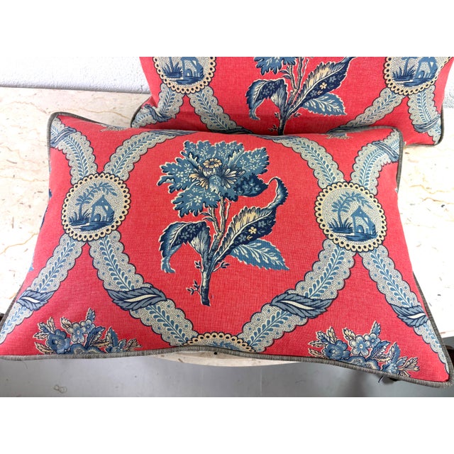 Vintage Brunschwig & Fils French Country Cotton Lumbar Pillows/Pair For Sale In Philadelphia - Image 6 of 10