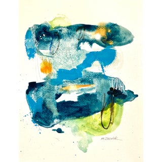 Contemporary Abstract Expressionist Watercolor Painting Titled “Above It All” on Paper For Sale