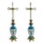 French Neoclassical Style Blue Porcelain & Brass Converted Oil Lamp, a Pair For Sale