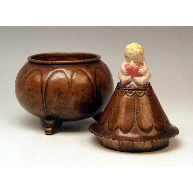 Box Copper Ceramics Figurine by Josef Hoffmann for Klieber Wiener Werkstaette, 1920s For Sale - Image 4 of 8