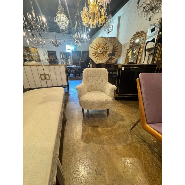Mid-Century Modern Danish MCM Armchair With Shearling For Sale - Image 3 of 9