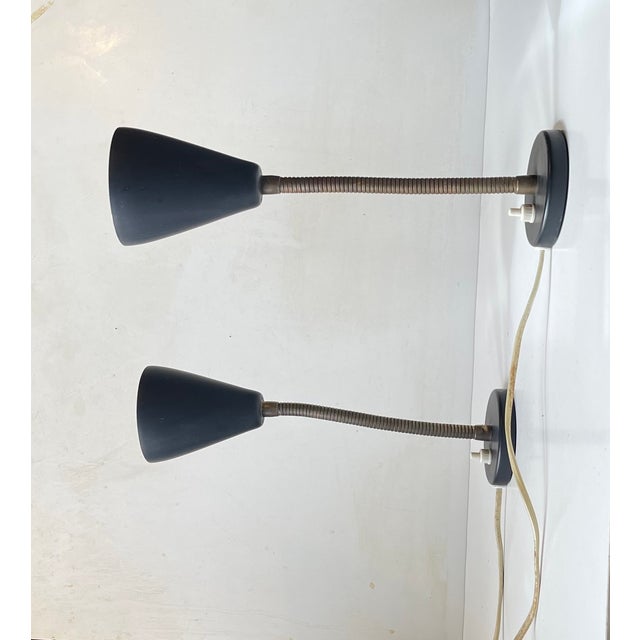 Vintage Adjustable Black Wall Lights by German Raiss Leuchten, 1960s, Set of 2 For Sale - Image 4 of 8