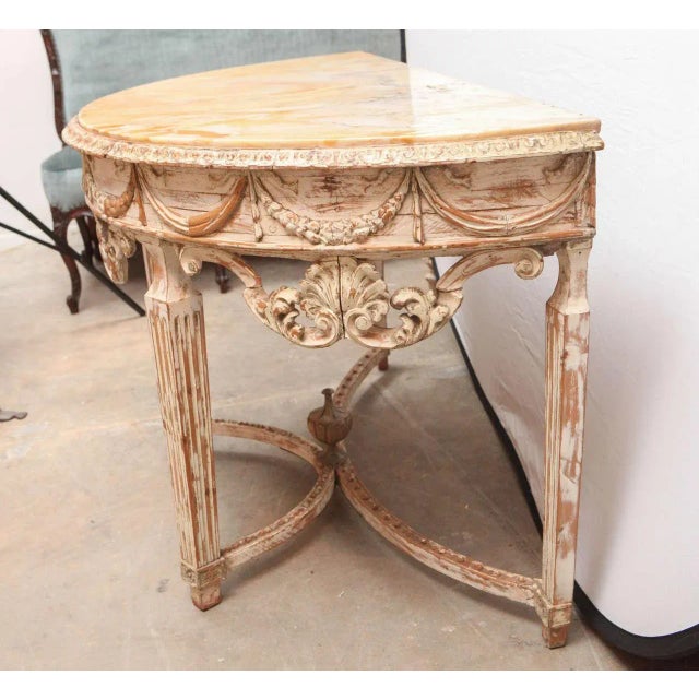 Wood 19th C ItalianDemilune Console For Sale - Image 7 of 13