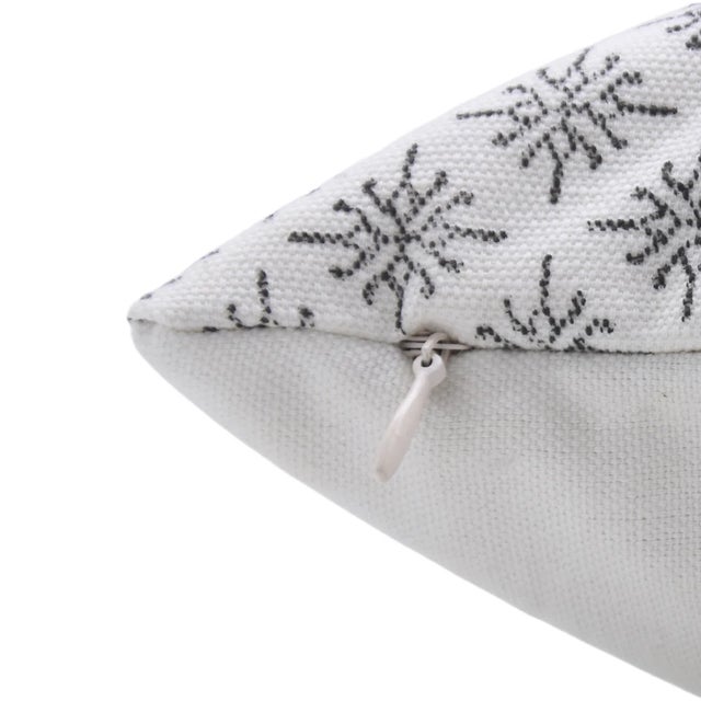 Art Deco Fabdivine Handcrafted Block Print Cushion Cover 24x24 Inch Thick Cotton White-Chingari For Sale - Image 3 of 4