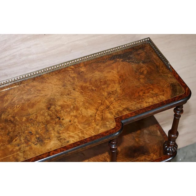 Burr Walnut Bookcase with Brass Gallery For Sale - Image 5 of 18