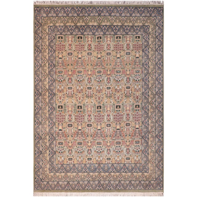 Intricate Floral Pak-Persian Green/Gray Wool Rug - 8'1'' X 10'1'' For Sale - Image 9 of 9