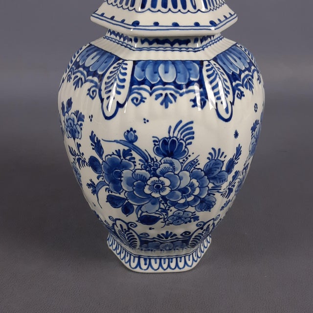 Ceramic Vintage Porcelain Potiche Vase with Blue Lion Lid from Royal Delft For Sale - Image 7 of 12