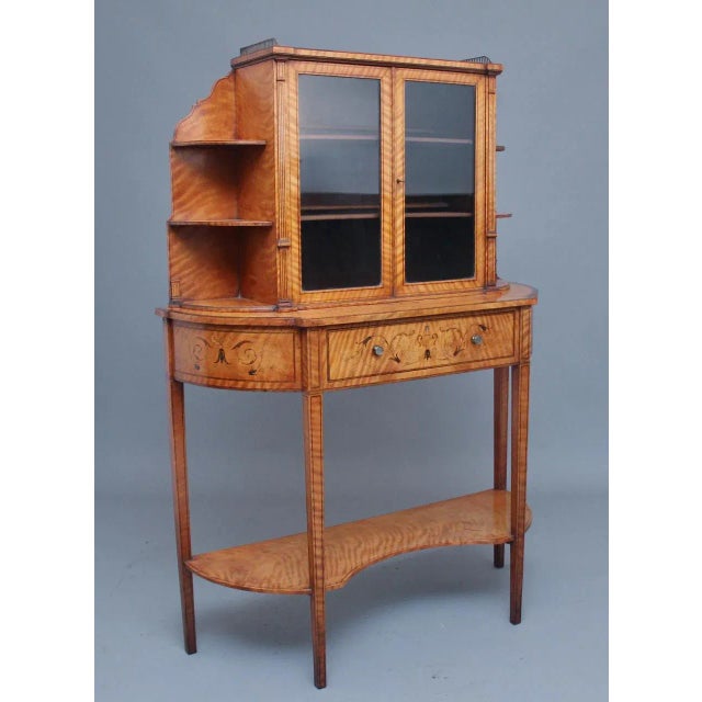 Satinwood Display Cabinet, 1800s For Sale - Image 3 of 13