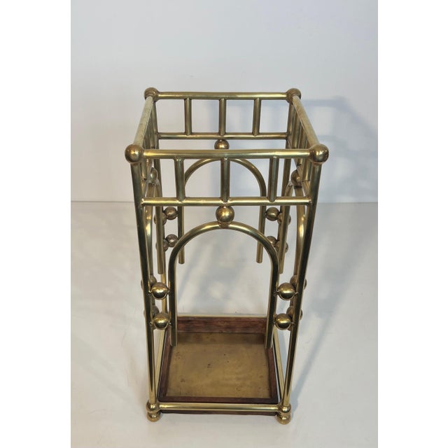 Art Nouveau 1900s The Modernist Brass Umbrella Stand in the Style of Joseph Hoffmann For Sale - Image 3 of 12