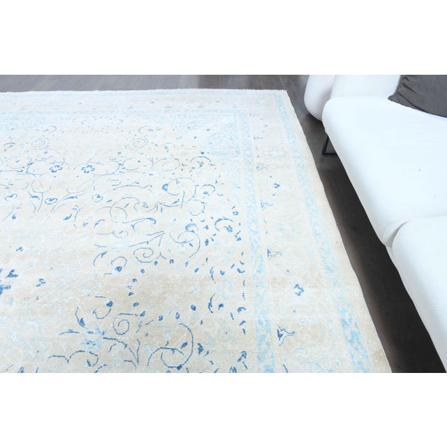Textile 1970s Vintage Persian Handmade Wool Cotton Light Blue Area Rug For Sale - Image 7 of 11