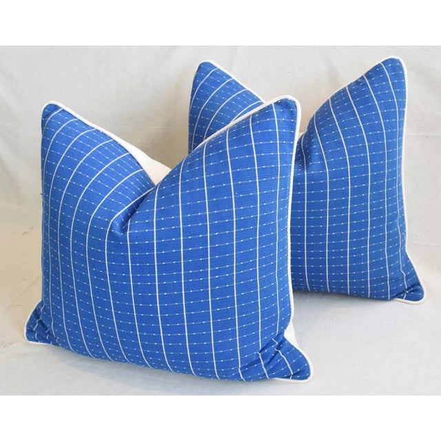 Blue Coastal Blue/White Nautical Feather/Down Pillows 22"x 20" - Pair For Sale - Image 8 of 13