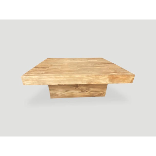 Andrianna Shamaris Impressive Square Natural Teak Wood Coffee Table For Sale - Image 11 of 18