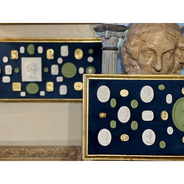 Pair of Vintage Grand Tour Revival Adams Style Gilt & Plaster Intaglio in Giltwood Frames For Sale - Image 11 of 11